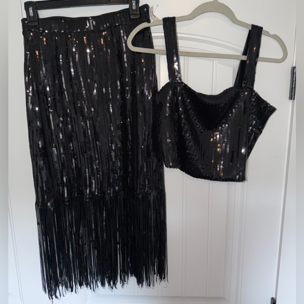 Black sequin two piece set NWT